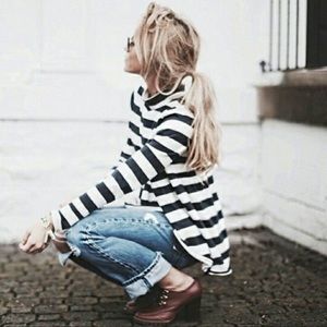 We The Free striped mock neck peplum top (medium)